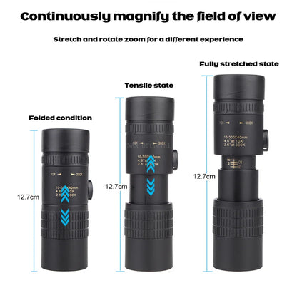 10-300X Zoom Metal HD Bak4 Powerful Binoculars Long Range Quality Portable Professional Telescope Monocular for Hunting