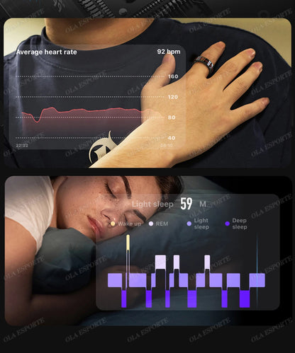 For Xiaomi Smart Ring Blood Pressure Heart Rate Monitoring Smartring IP68 & 5ATM Waterproof Multi-sport Mode Smartring Man Women
