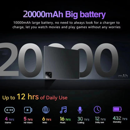 2025 Global Version PAD 7S Pro Snapdragon 8GEN2 Android 14 Tablet 11Inch HD 22GB+2TB 20000 mAh 5G Dual SIM Wifi Tables PC
